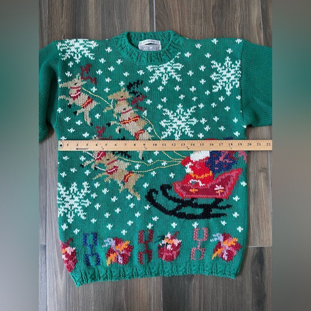Crystal Kobe LTD Vintage Knit Womens Large cotton blend Christmas Sweater - Picture 5 of 10